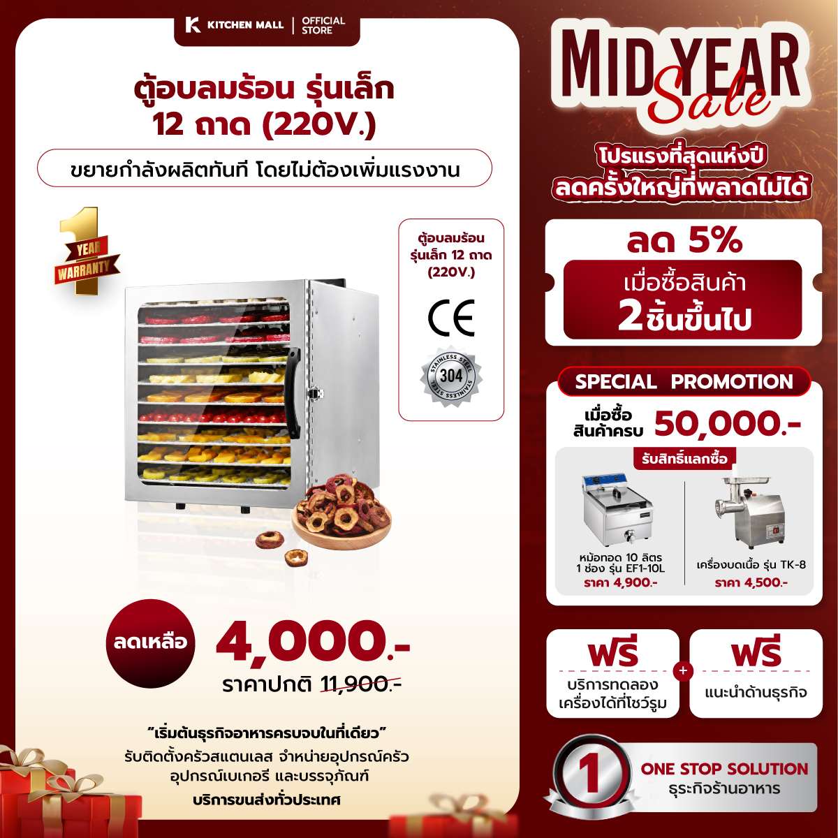 ตู้อบลมร้อนรุ่นเล็ก 12 ถาด (ขายดี)