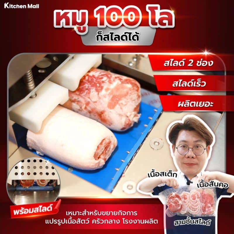เครื่องสไลด์เนื้อ สไลด์หมู แนวนอน แบบ 2 ช่อง AZ - 2IN1 17